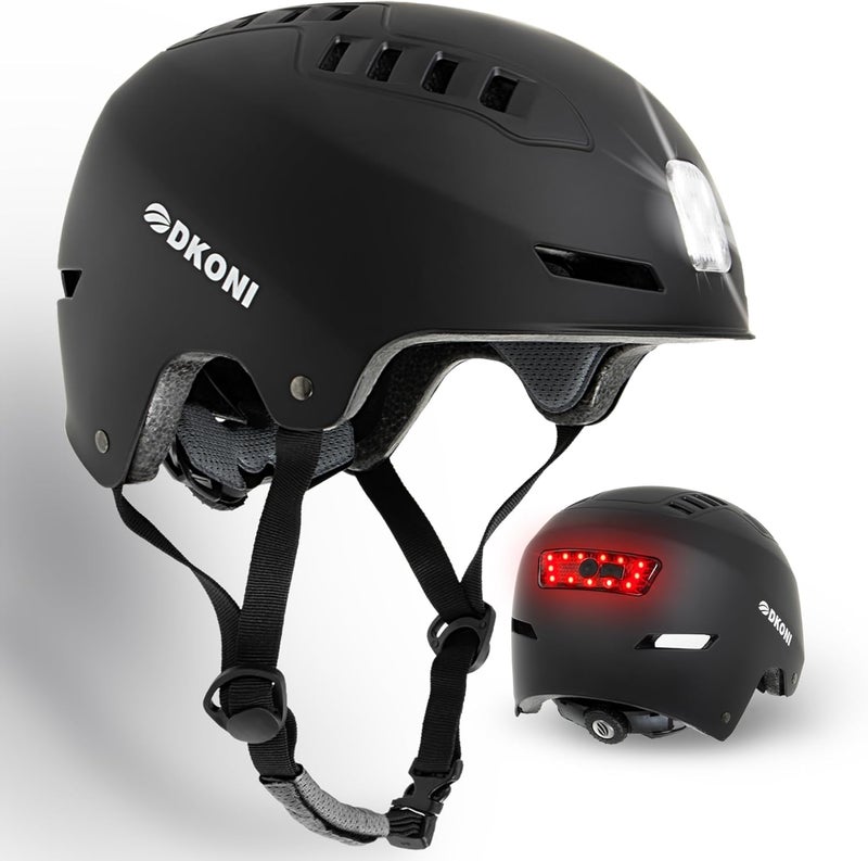 DKONI Bike Helmet with LED Lights Bicycle Helmets Commuter Cycling Helmet USB Rechargeable Front & Back LED Light Helmet for Adult Men Women - Image 1